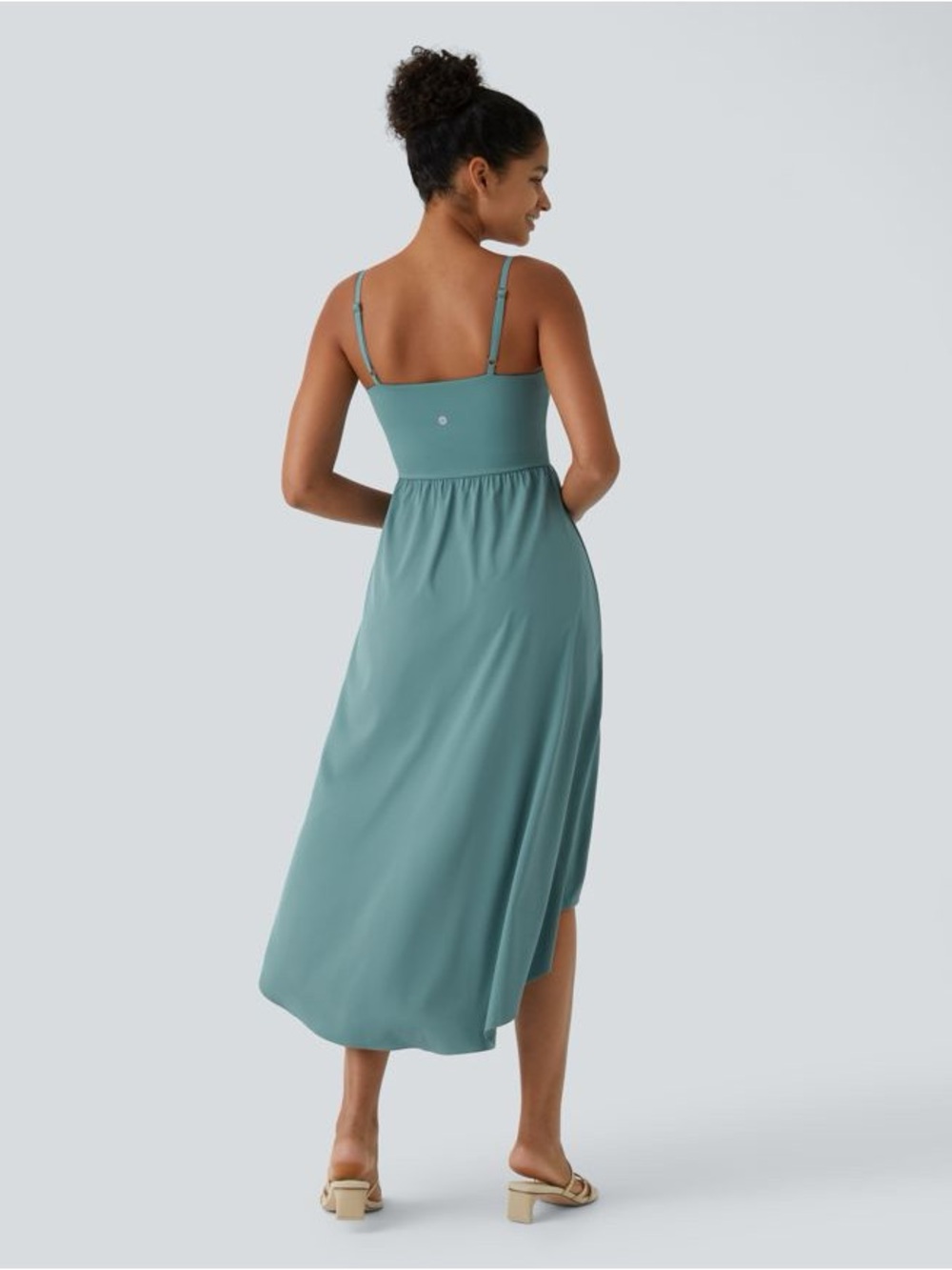 Breezeful Backless High Low 2-Piece Side Pocket Flowy Midi dress medium blue - Picture 2 of 3